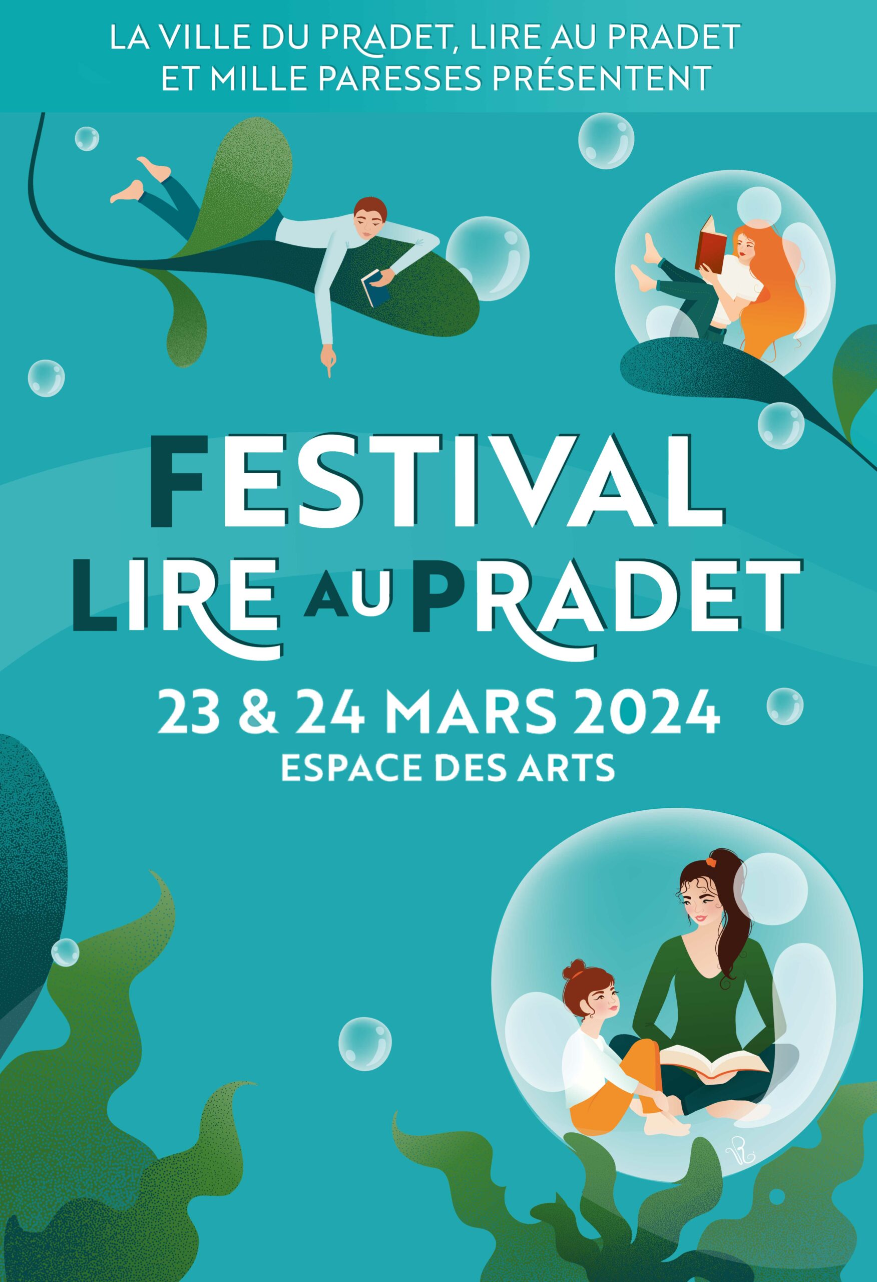 Festival Lire au Pradet. 2ème édition les 23 et 24 Mars 2024 à l'Espace des Arts, présenté par La Ville du Pradet, l'association Lire Au Pradet et la librairie Mille Paresses.